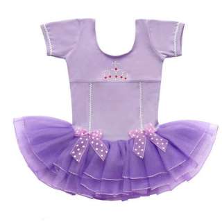Purple CROWN Dance Leotard Ballet Tutu Girls Dress 2 7T  