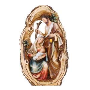 Josephs Studio by Roman Holy Family in Log Sculpture, 10 1/4 Inch 