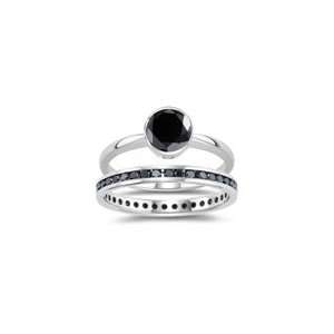  1.92 2.23 Cts Black Diamond Engagement & Wedding Ring Set 