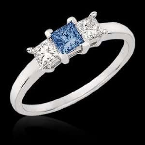  White blue diamonds 1.01 carat priness cut 3 stone ring 