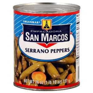  San Marcos, Peppers Serrano, 26 OZ (Pack of 12) Health 