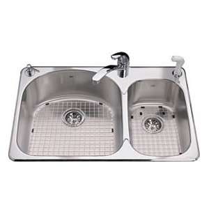 Kindred Sinks CDC2233R 8S Double Bowl Combination 20 Gauge Drop In 