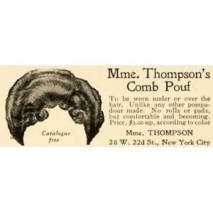  1906 Ad Mme. Thompsons Comb Pouf Antique Womans Wig 