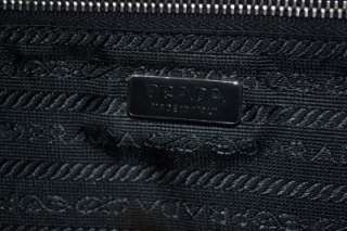 Prada Semitracolla Cerniera Lux Black Leather Hand Bag BR1386 