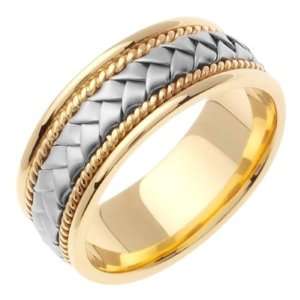  Two Tone Handmade Wedding Band in14k Gold (8.5 mm 