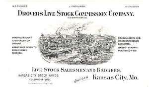 DROVERS LIVE STOCK COMMISSION CO. ADVERTISING CARD RARE  