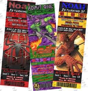 Spiderman ticket invitations + Matching Party Supplies  