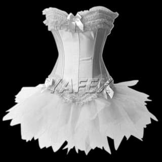   Dress boned Corset + Tutu Skirt+G string Burlesque Costume  