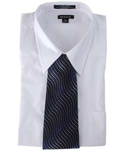 Prague Mens White Shirt & Tie Set   Stain Resistant  