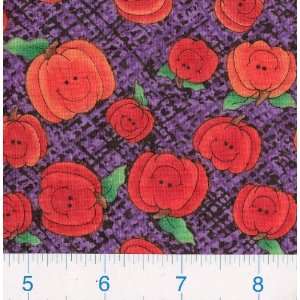 45 Wide Pumpkin Faces Purple Fabric By The Yard Arts 
