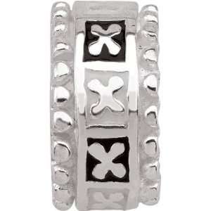   Silver X Bead fits Pandora, Troll & Chamilia European Charm Bracelets