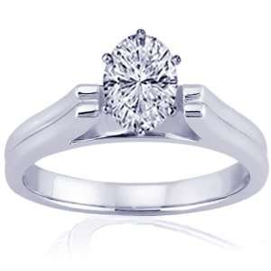  0.90 Ct Oval Shaped Solitaire Diamond Engagement Ring 14K 
