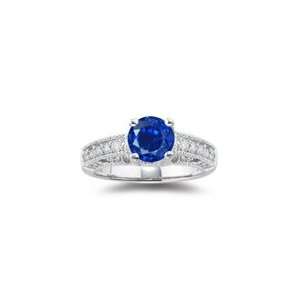  0.57 Ct Diamond & 1.60 Cts Blue Sapphire Filigree Ring in 