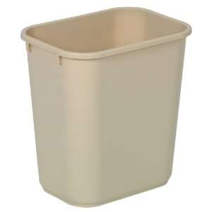   2818BE Plastic 28 1/8 Quart Commercial Wastebasket, Rectangular, Beige