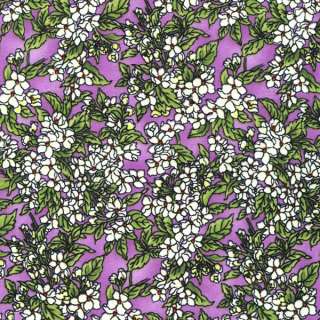 STAINED GLASS WHT FLORAL ON PURPLE~Cotton Quilt Fabric  