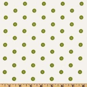  44 Wide Daisy Dance Spiral Dots White/Lime Fabric By The 