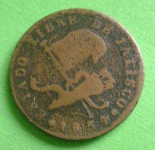 1834 MEXICO COPPER 1/4 real Mexican Coin Jalisco  