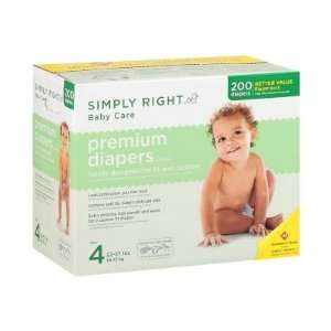   Right Premium Diapers, Size 4 (22 37 Lbs.), 200 Ct. 