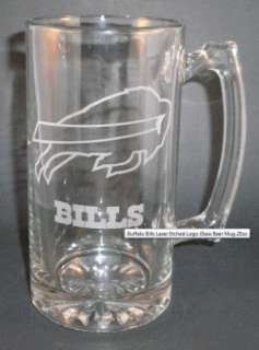 Personalized NFL Buffalo Bills Laser Etched Glass Beer Mug 25oz  