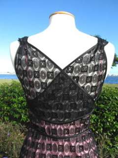 TOCCA GLAMOROUS PINK SILK BLACK LACE PARTY DRESS~NEW~4  