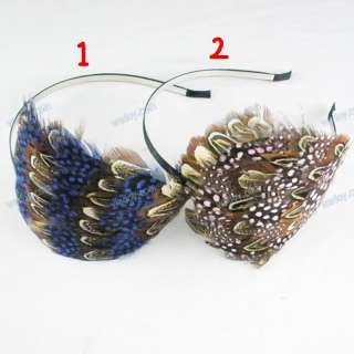 Almond Dotted Feather Hair Headband Purple/Pink/Party/Costume 