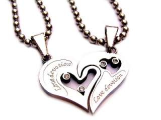 Stainless Steel Love Devotion HEART PUZZLE Necklace  