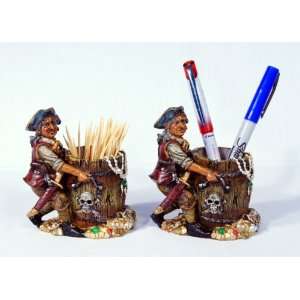  Handpainted Pirate Toothstick Pen Holder 4 (Set of 2 