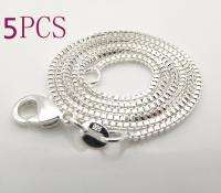  5pcs 1mm 925Sterling Silver Box chain Necklace size16 