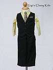   BABY BOYS YELLOW BLACK SUIT VEST OUTFIT EASTER CHRISTMAS WEDDING 4PC