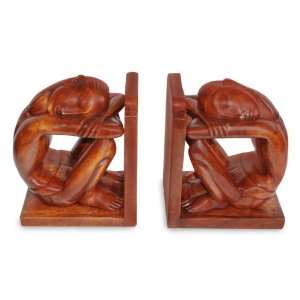 Wood bookends, Taking a Nap (pair) 