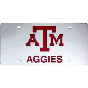  Texas A&M Aggies Silver Mirror License Plate W/Maroon ATM 