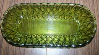 Heavy Vintage Authentic 1940s Jade Green Glass Serving Dish Compote 