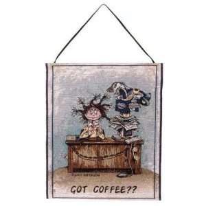 Got Coffee? Frazzled Office Worker Wall Hanging Hang Up 12 x 18 