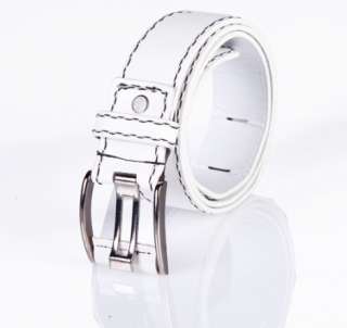 Men Classic Style Faux Leather Casual Belt White Color  