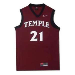 Nike Elite Temple Owls #21 Maroon Replica Basketball Jersey