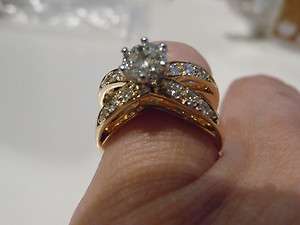   Co. 18KT Y Gold .50CT Center .25 side diamonds, .75CT TW Ring  
