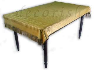 Thai SILK Table Cover Elephant Reversible Yellow / Gold  