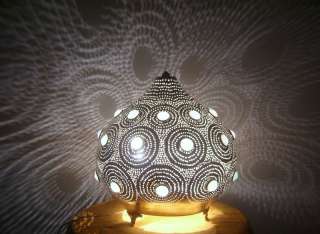 SilverPlated Egyptian Moroccan Jeweled Brass Table Lamp  