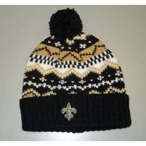  New Orleans Saints Cuffed with Pom Knit Hat By Reebok   Youth 