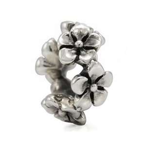   Sterling Silver Life In Bloom Flower Bead SS/DIAMOND NECKS Jewelry