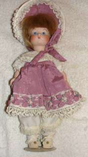Porcelain Doll In Purple Victorian Dress with Stand  