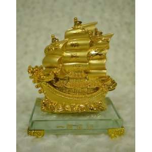 Feng Shui Sail Dragonboat Smooth Sailing in Gold Color  