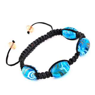 1p Hand Braid Chain Bracelet 6Colors With 12*18MM Drum Stripe Murano 