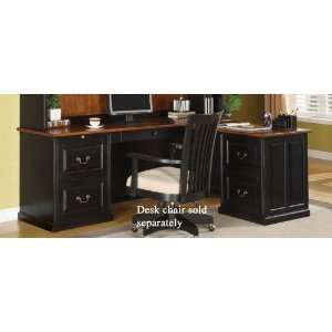 Shaped Home Office Desk in Espresso and Brown Finish  