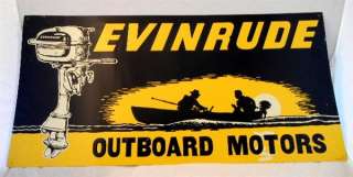   Antique Embossed Metal Evinrude Outboard Motor Sign Fishing Boat