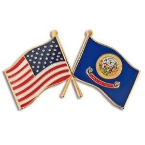  Idaho & USA Crossed Flag Pin Jewelry