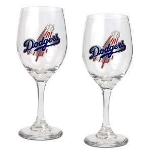 Los Angeles Dodgers 2 Piece MLB Wine Glass Set  Kitchen 