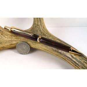   Cut Rosewood Slimline Pencil Pen With a Gold Finish