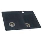   25 Inch by 18 Inch Super Saver Double Bowl Kitchen Sink, Black Galaxy