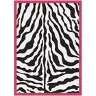 area rug pink rose pattern in ivory and black